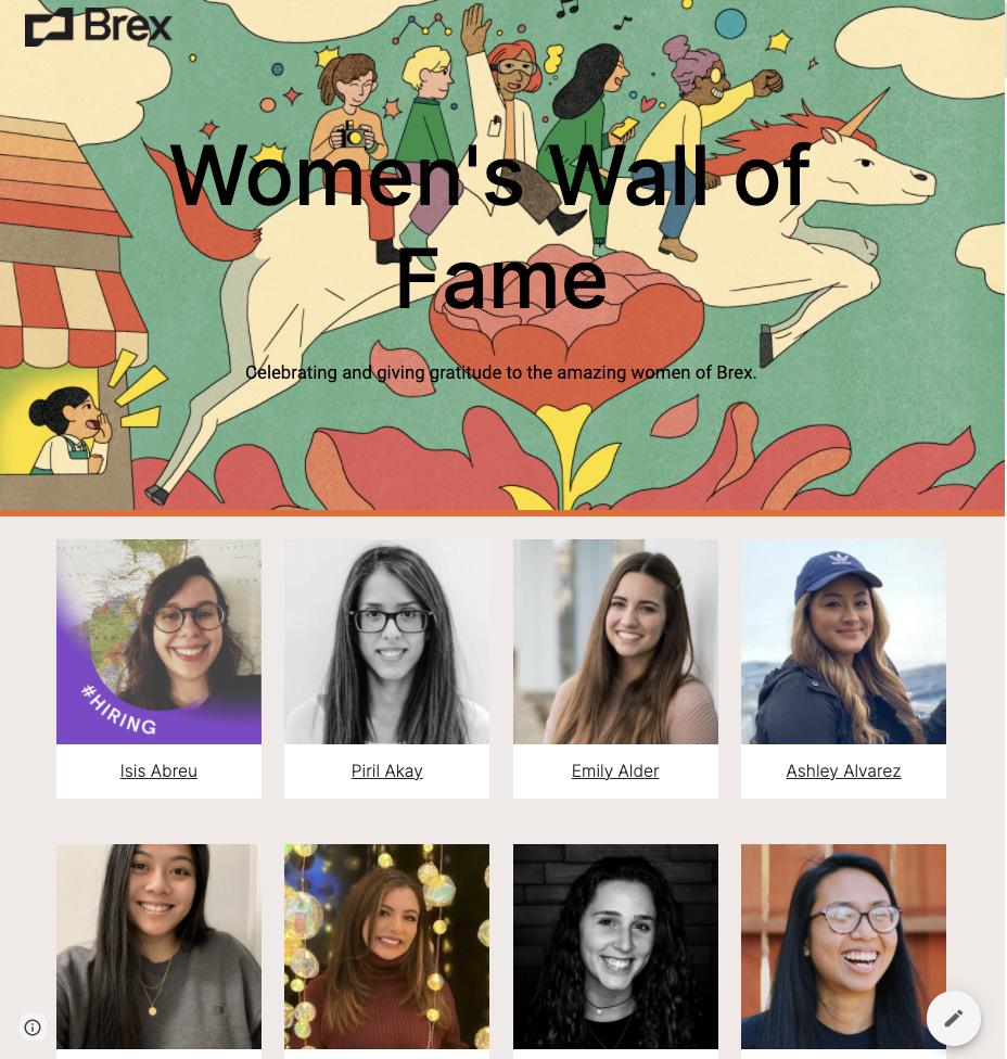 Brex's women wall of fame