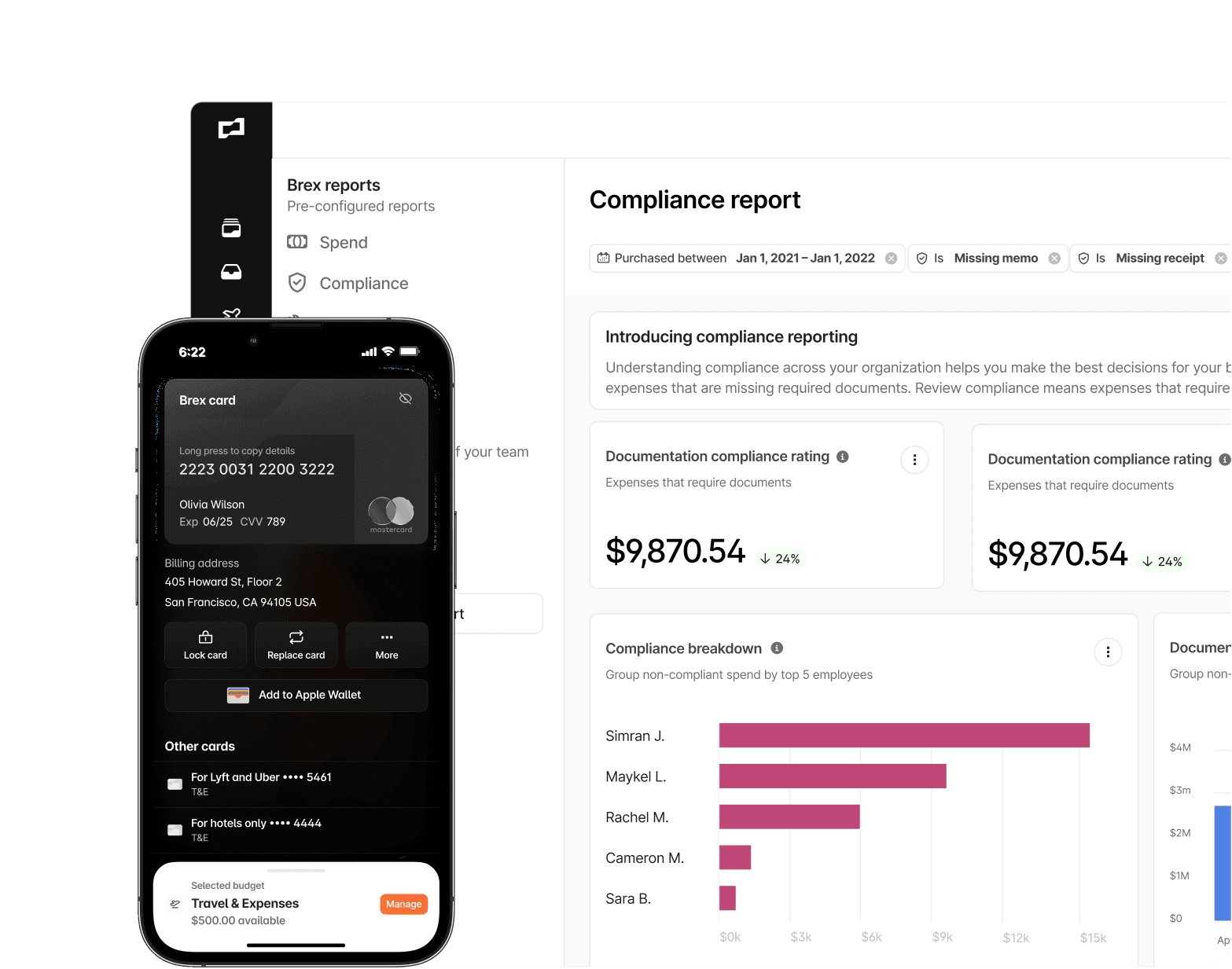A compliance report in Brex. 