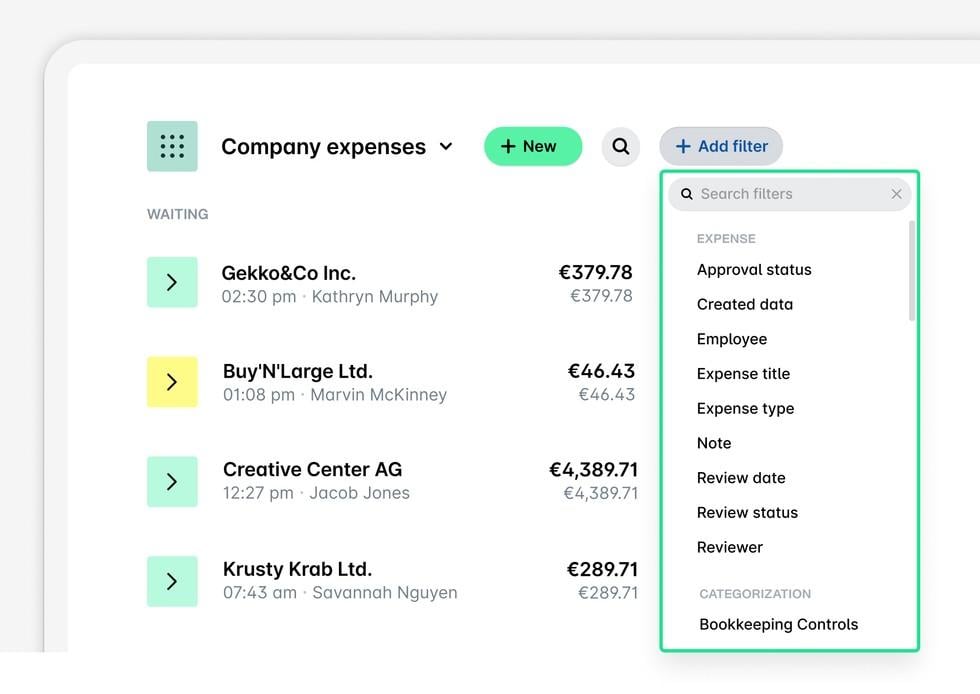 A company expense breakdown in Payhawk.