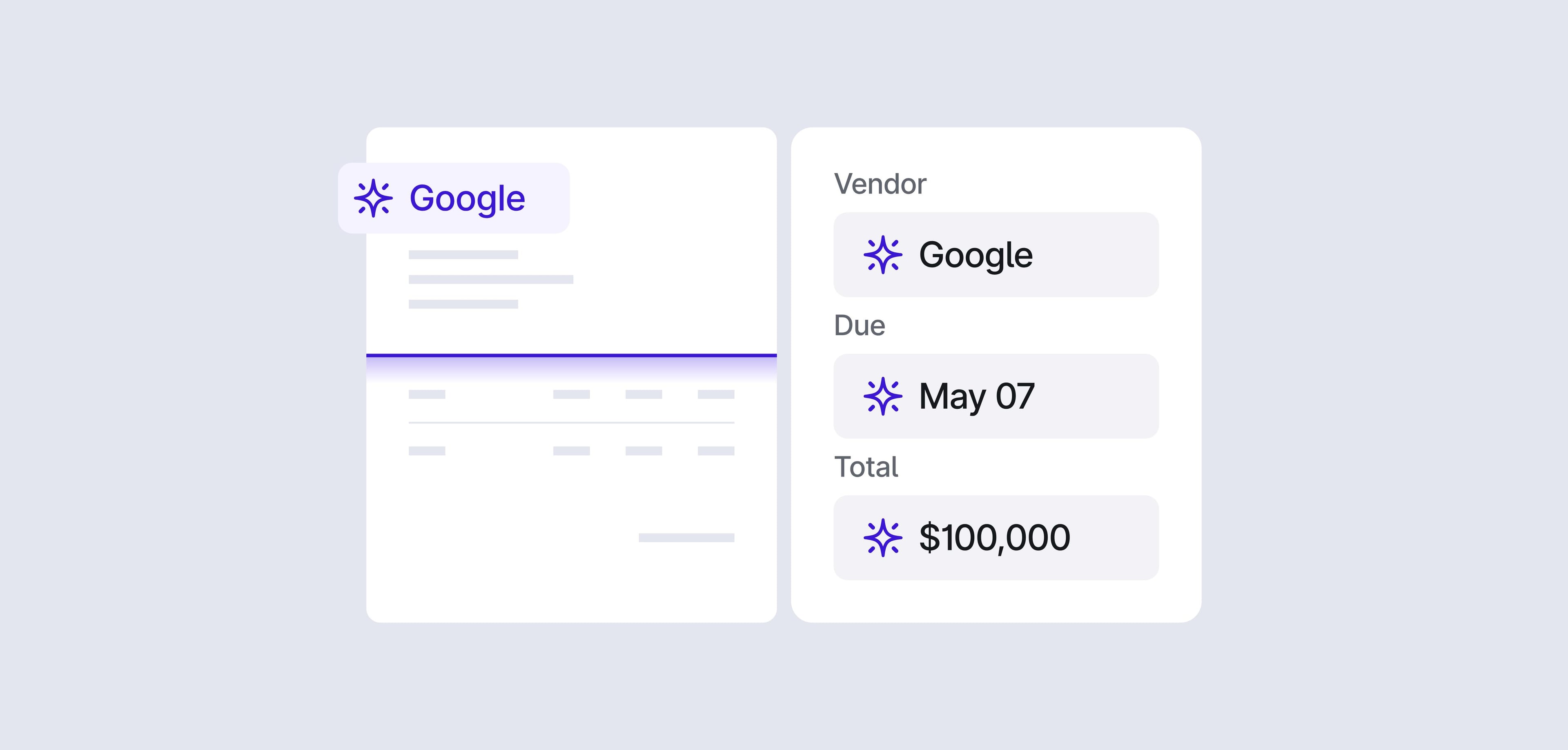 UI of Brex extracting invoice information