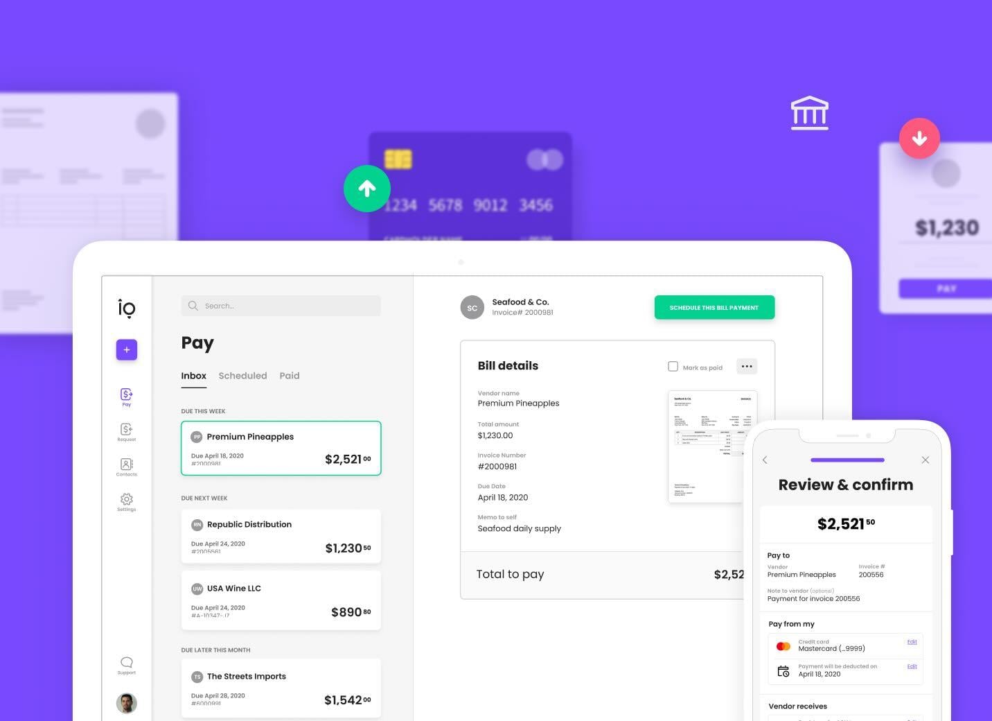 A Melio dashboard that shows what a company just paid for and the specific bill details.