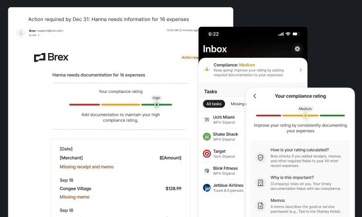 A compliance report in Brex.