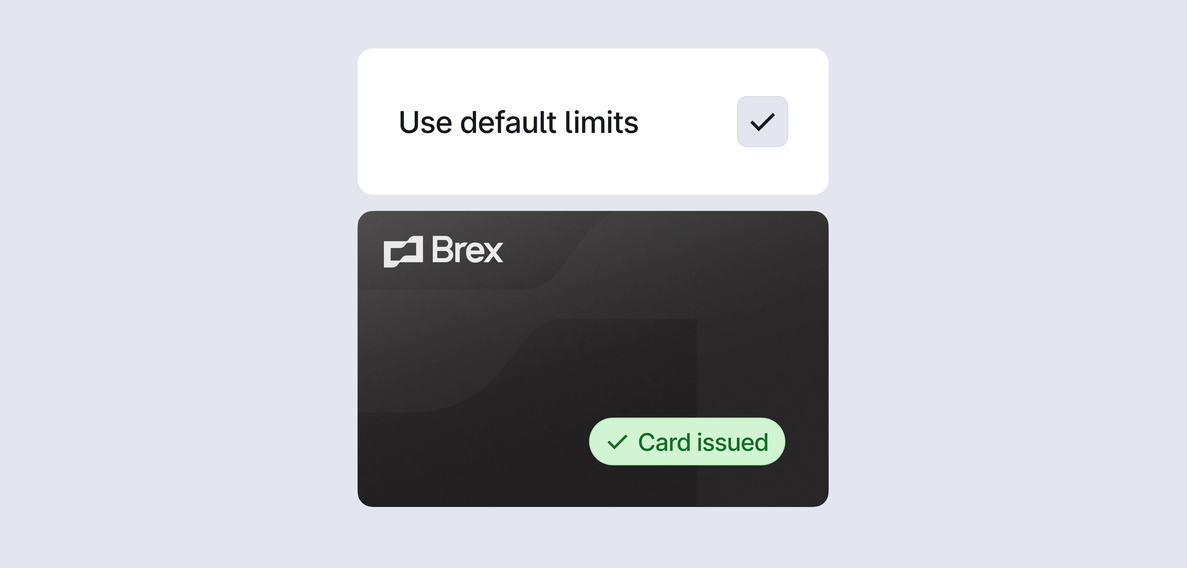 UI of a Brex card being issued