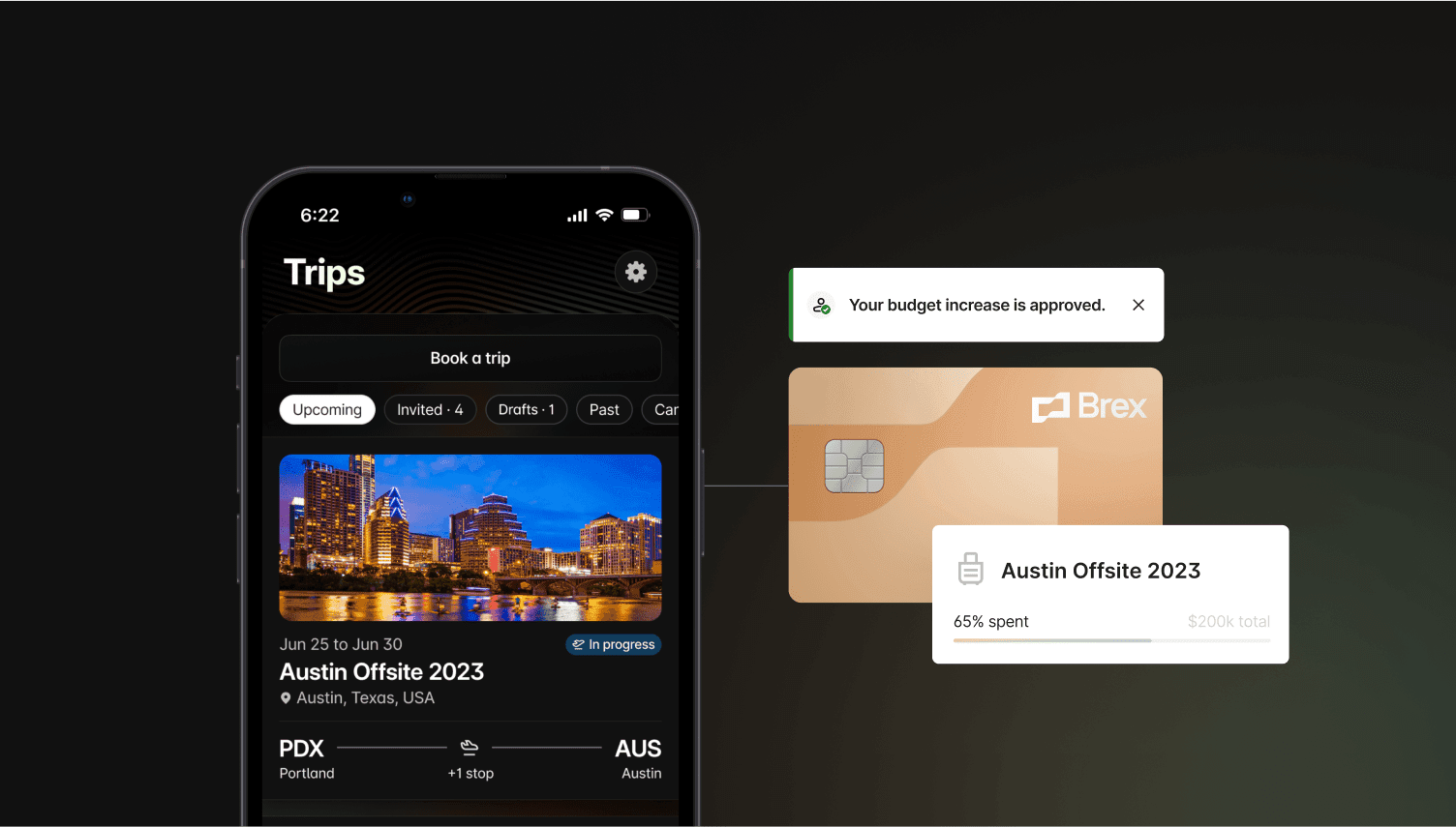 mobile screen of trips